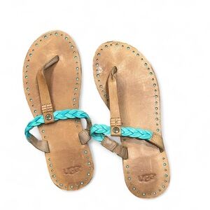 UGG‎ Women's Tan and Turquoise Braided Sandals